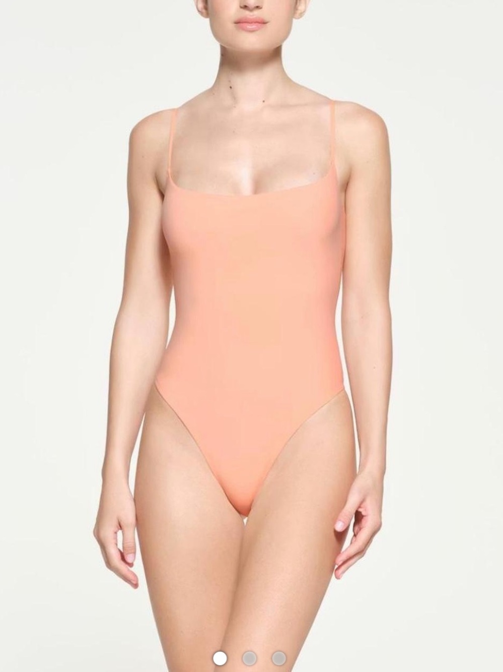 SKIMS Peach Square Neck Bodysuit, Size Small, Great Condition 🧡🧡🧡